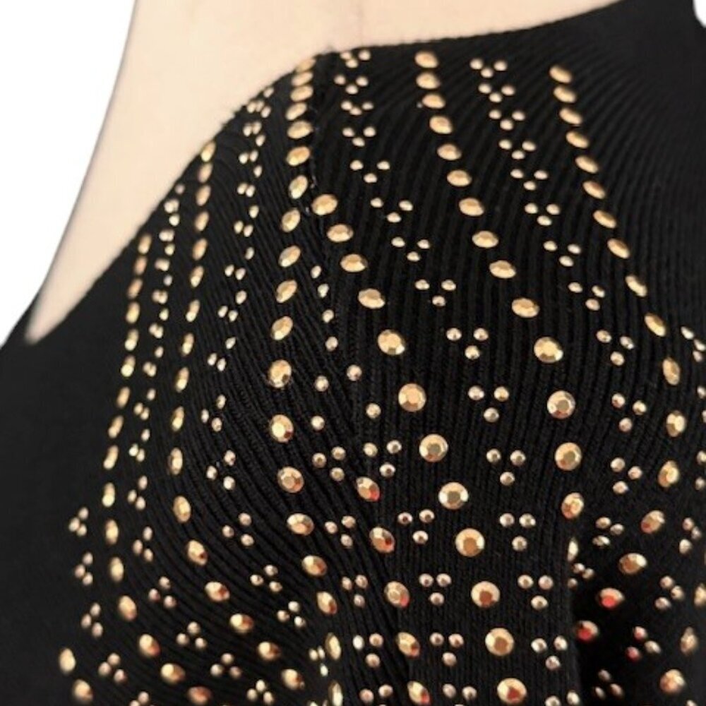 Luna Women's Black Knit Pullover Sweater Gold Beads Dolman Sleeve Plus 1x Nwt — image 6 of 8
